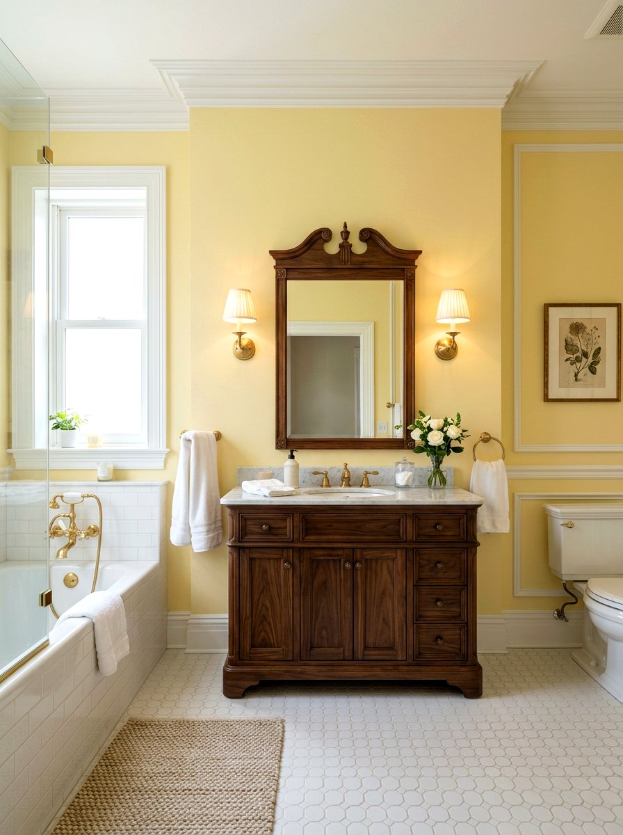 Traditional Butter Yellow Bathroom - 30 butter yellow powder room ideas