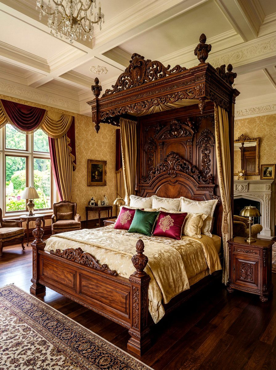 Traditional Carved Wood Bed - 30 wood bed frame ideas