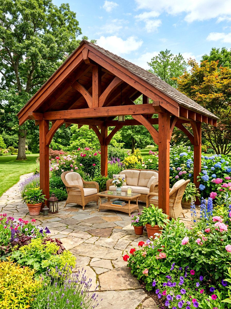 Traditional Cedar Pavilion - 30 backyard pavilion lounge ideas