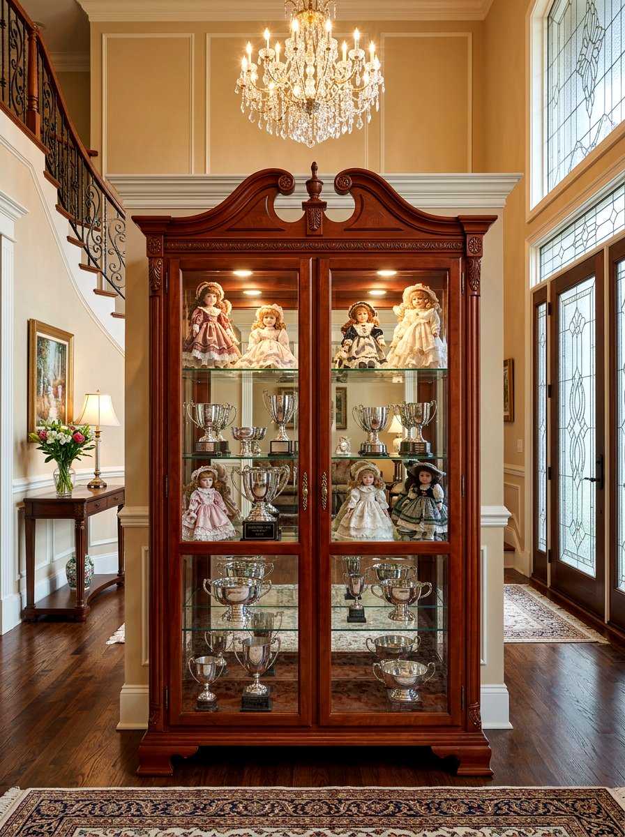 Traditional Cherry Curio Cabinet - 30 curio cabinet styling ideas