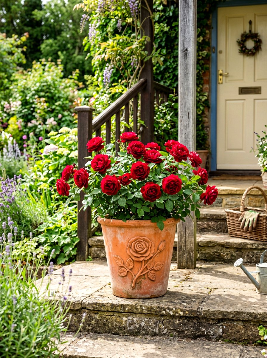 Traditional Clay Rose Pot - 30 porch rose planter ideas