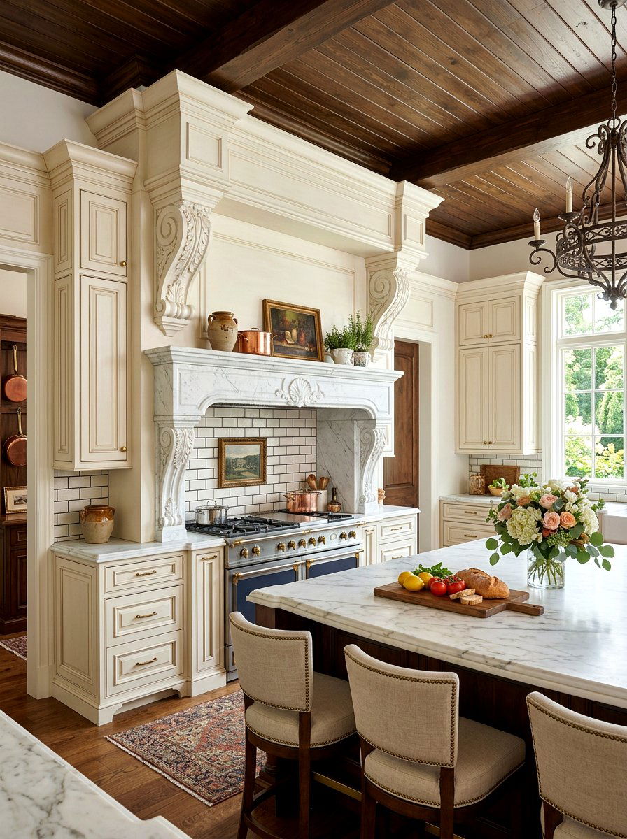 Traditional Corbel Wood Hood - 30 paneled range hood ideas