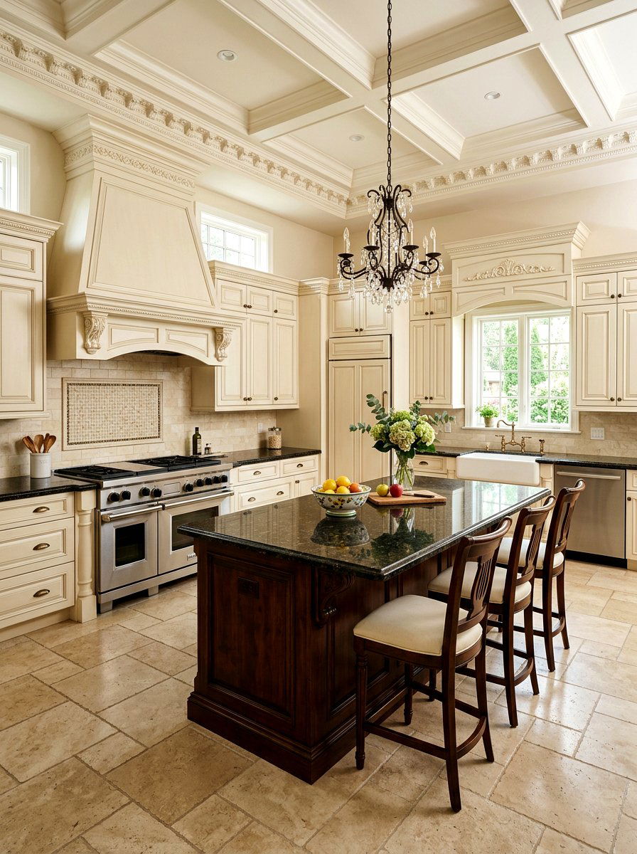 Traditional Cream Kitchen - 30 cream kitchen cabinet ideas