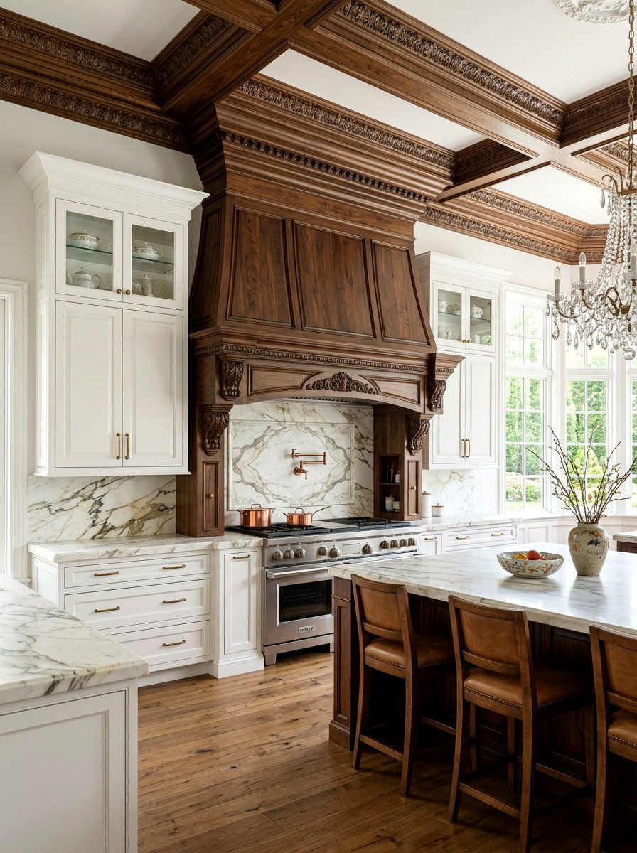 Traditional Crown Hood - 30 wood vent hood ideas