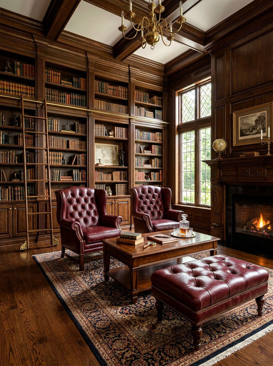 Traditional Dark Library Furniture - 30 moody library living room ideas