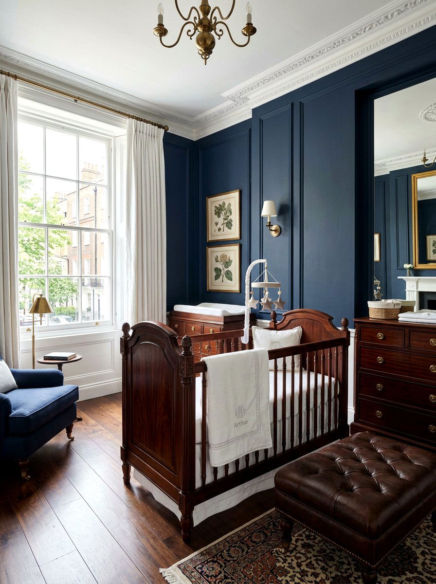 Traditional Dark Wood Crib - 30 English nursery decor ideas