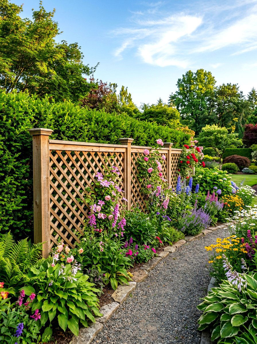Traditional Diagonal Wood Lattice - 30 lattice fence ideas