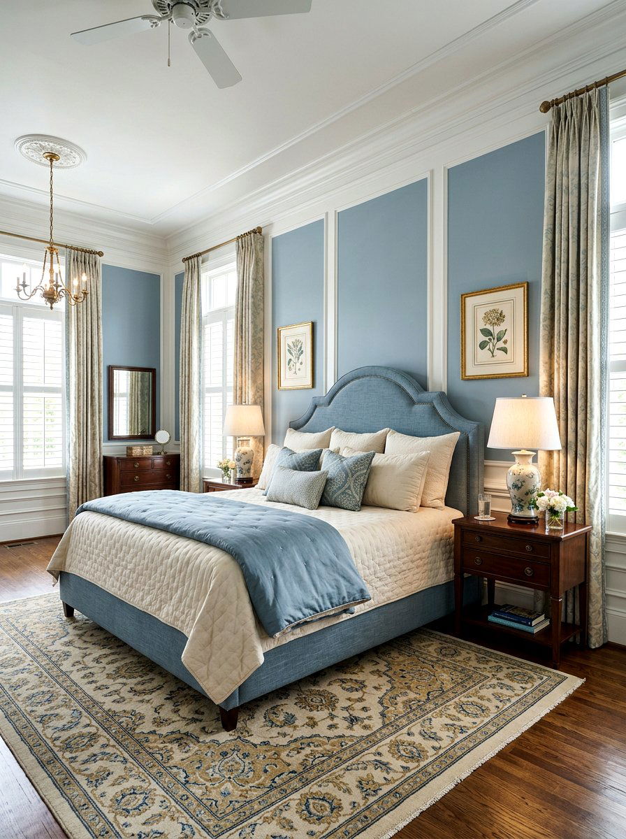 Traditional Dusty Blue Bedroom - 30 dusty blue bedroom ideas