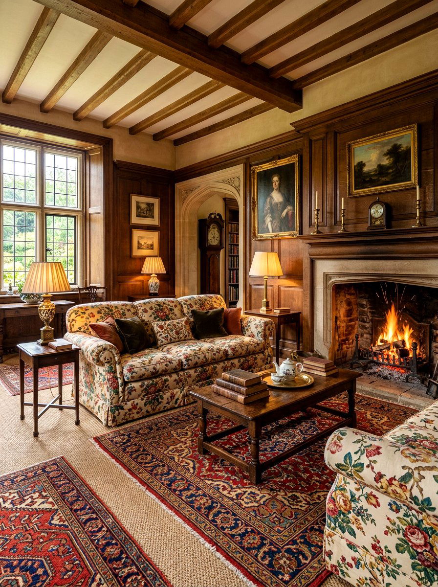 Traditional English Country Manor - 30 country manor living room ideas