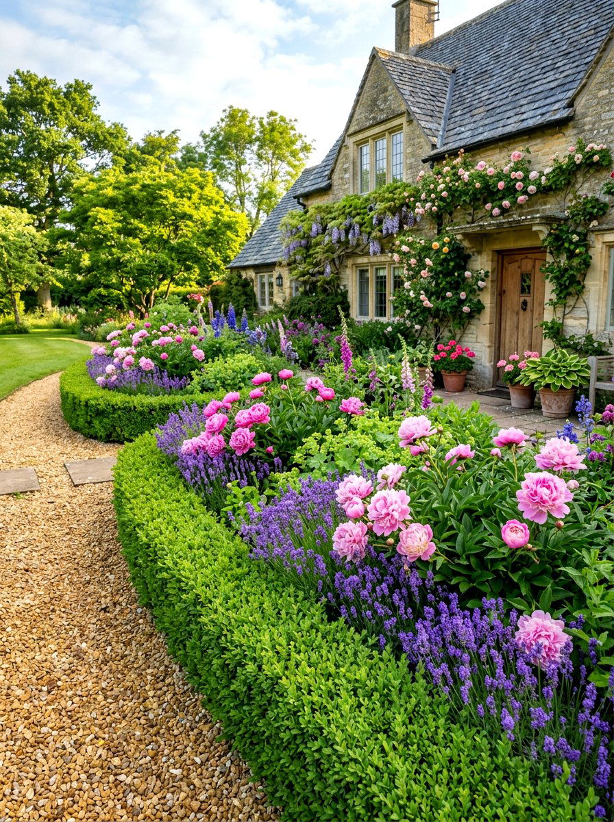 Traditional English Garden Front Borders - 30 foundation flower bed ideas