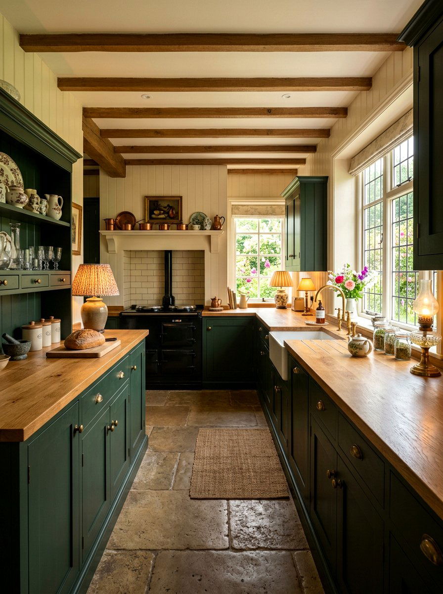 Traditional English Kitchen Decor - 30 moody lamp lit kitchen ideas