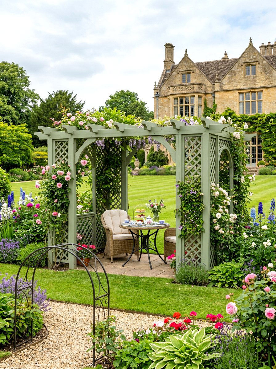 Traditional English Pergola - 30 outdoor pergola ideas