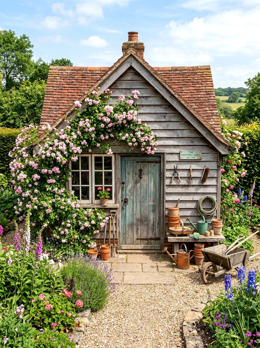 Traditional English Potting Shed - 30 garden studio shed ideas