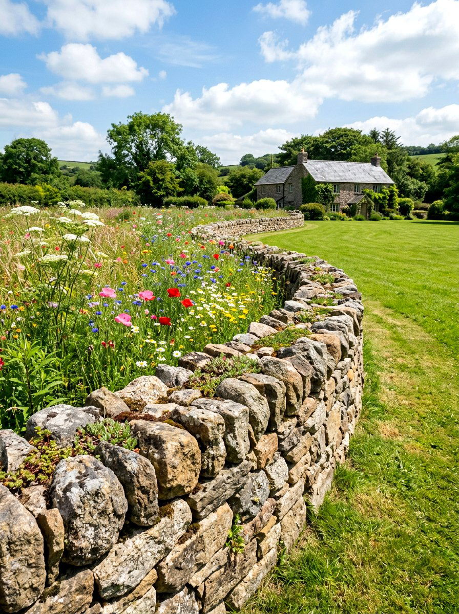 Traditional Fieldstone Garden Border - 30 flower bed border ideas