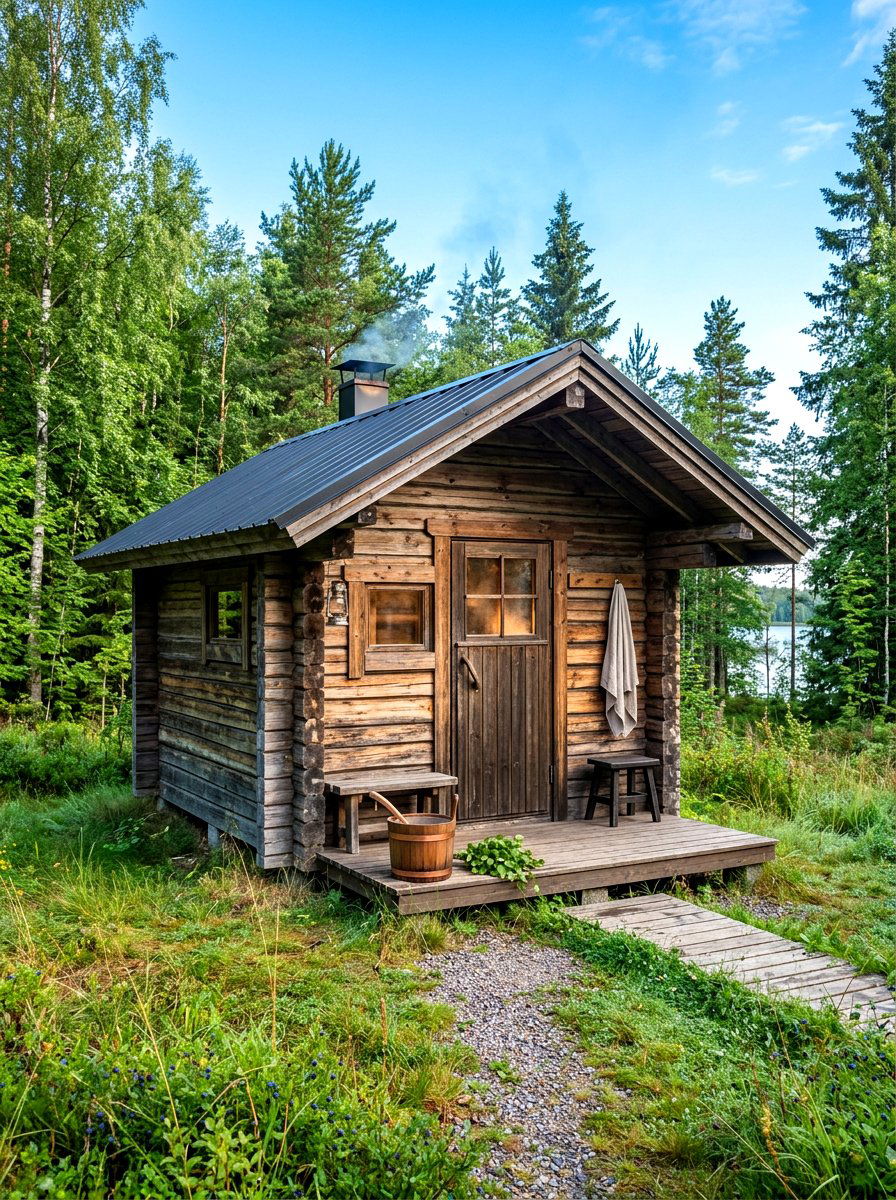 Traditional Finnish sauna - 30 outdoor sauna backyard ideas aesthetic