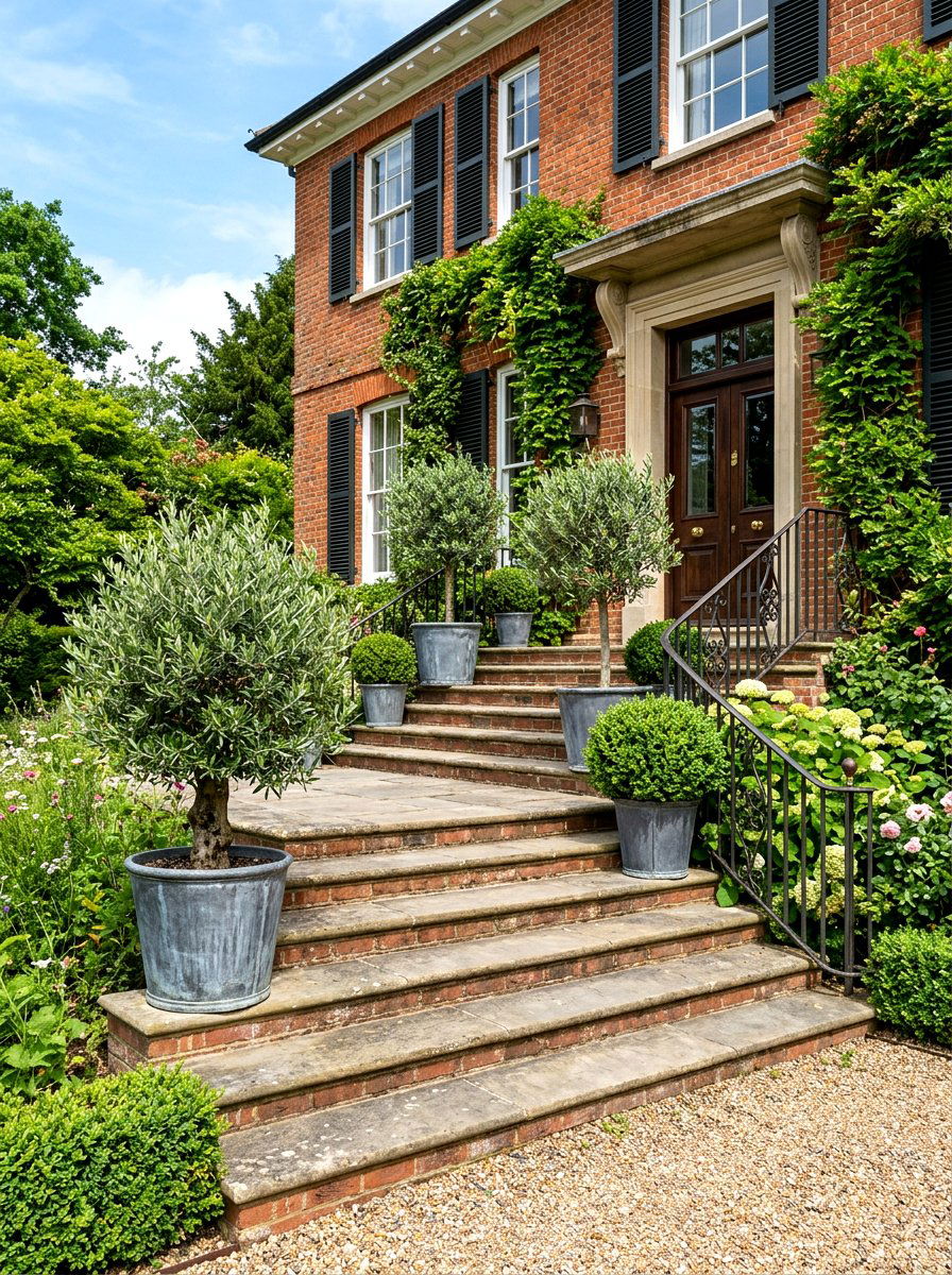 Traditional Front Steps - 30 potted olive tree entry ideas