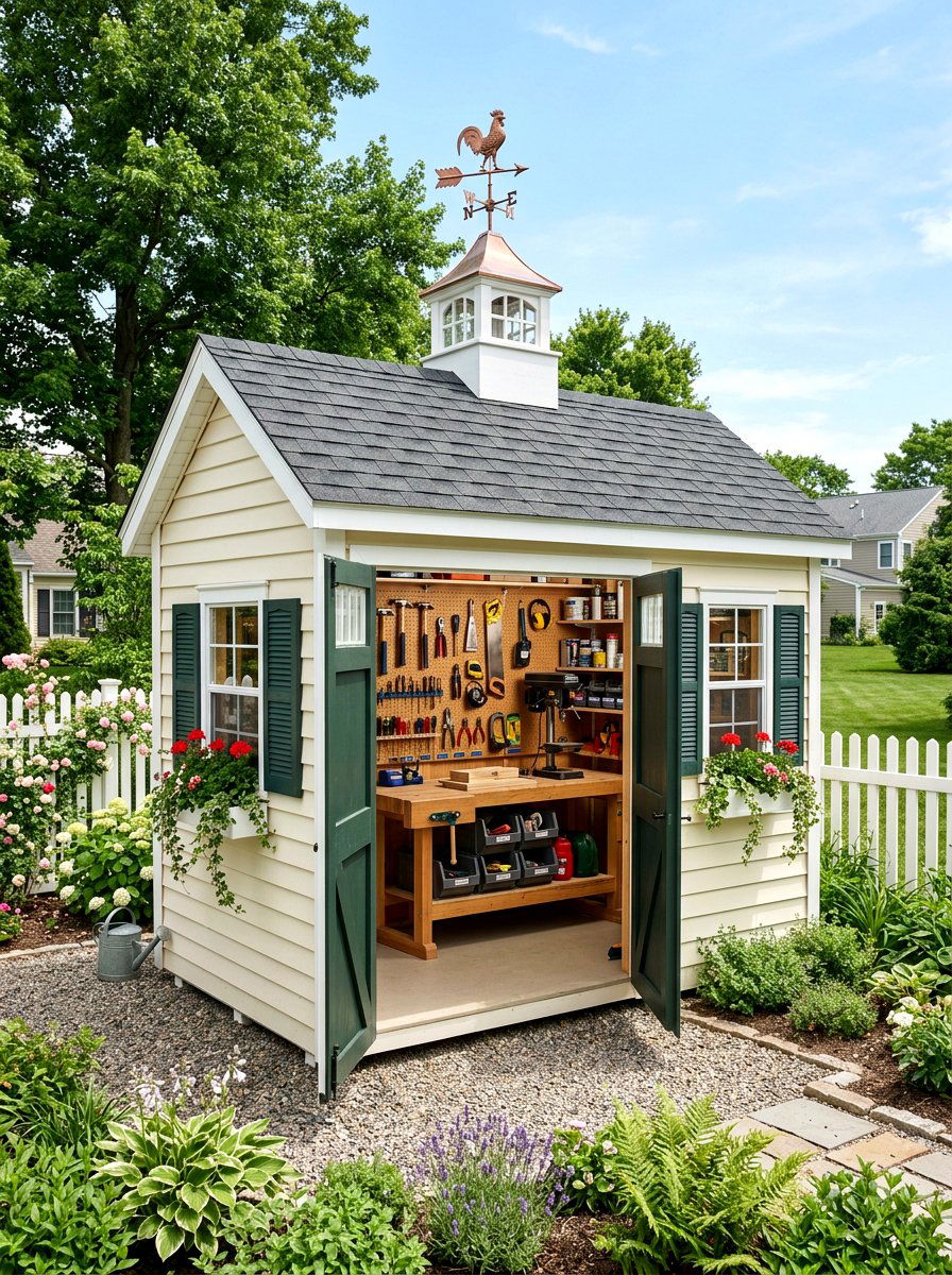 Traditional Gable Roof Shed - 30 backyard workshop shed ideas
