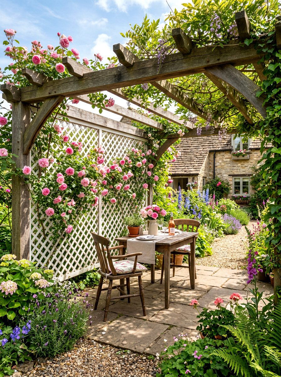 Traditional Garden Lattice - 30 pergola privacy wall ideas