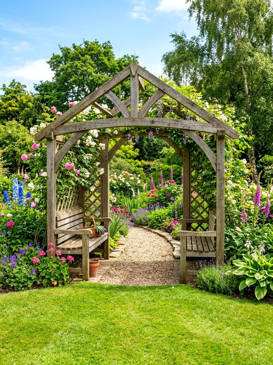 Traditional Garden Portal - 30 arbor walkway ideas