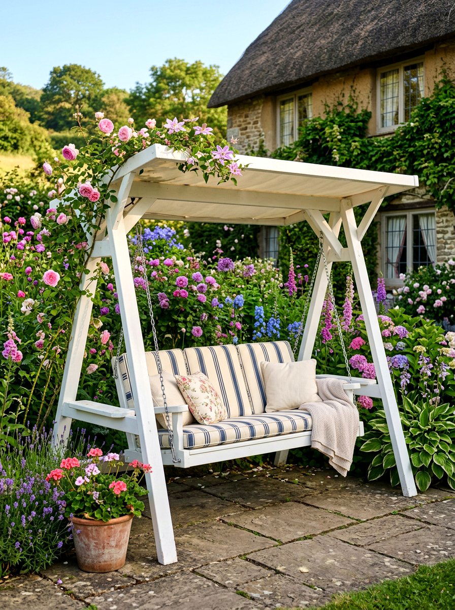 Traditional Garden Swing Seat - 30 tea garden seating ideas