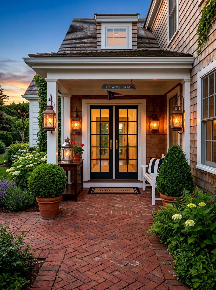 Traditional Hurricane Lantern Entryway - 30 candle lantern patio ideas