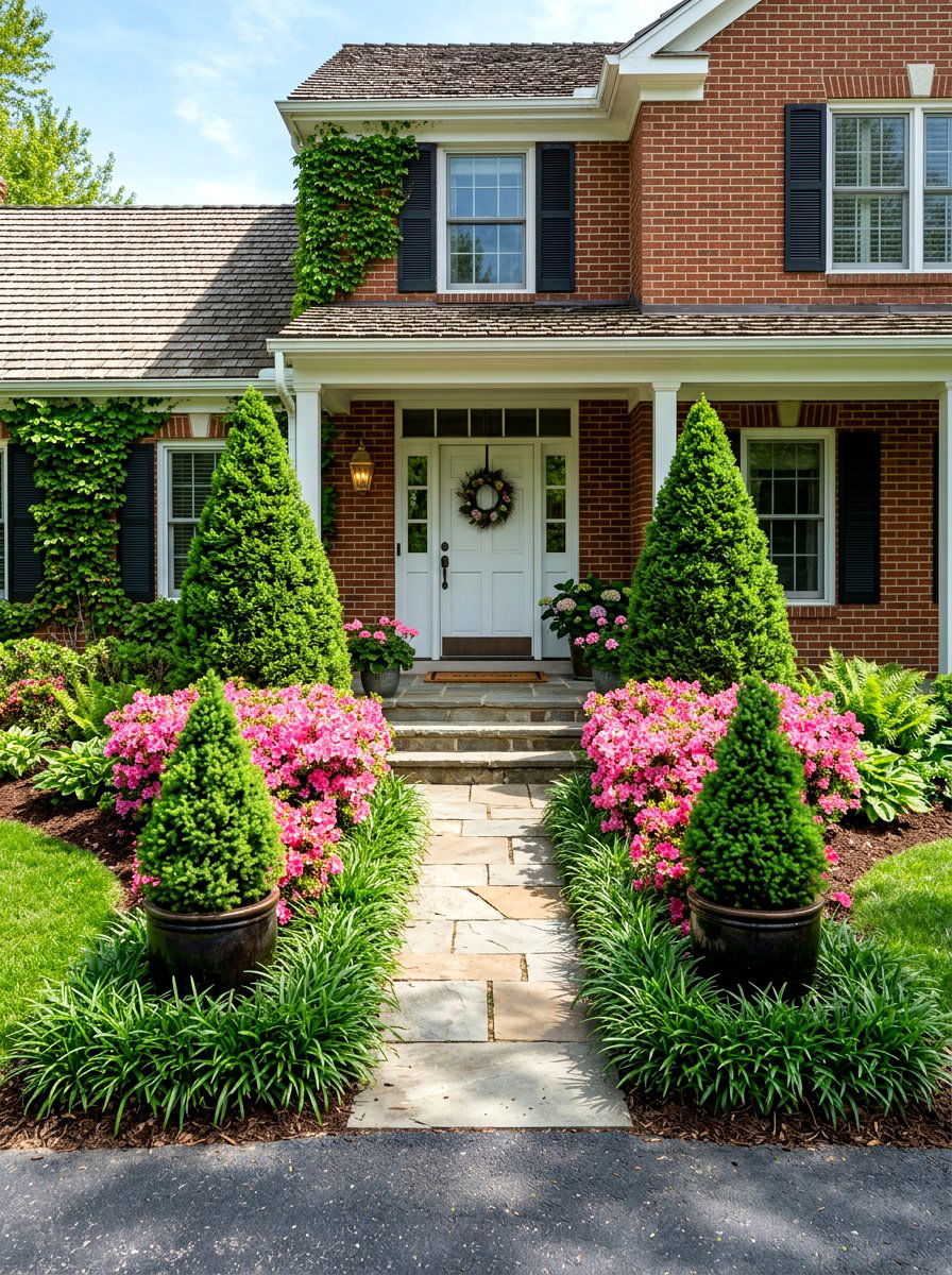 Traditional Layered Front Garden - 30 layered front yard landscaping ideas