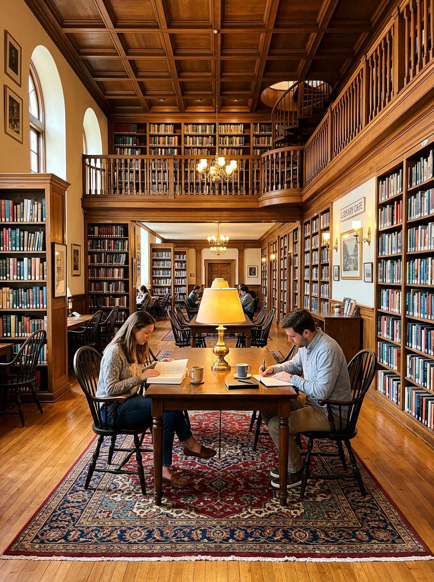 Traditional Library Cafe - 30 at home cafe dining ideas