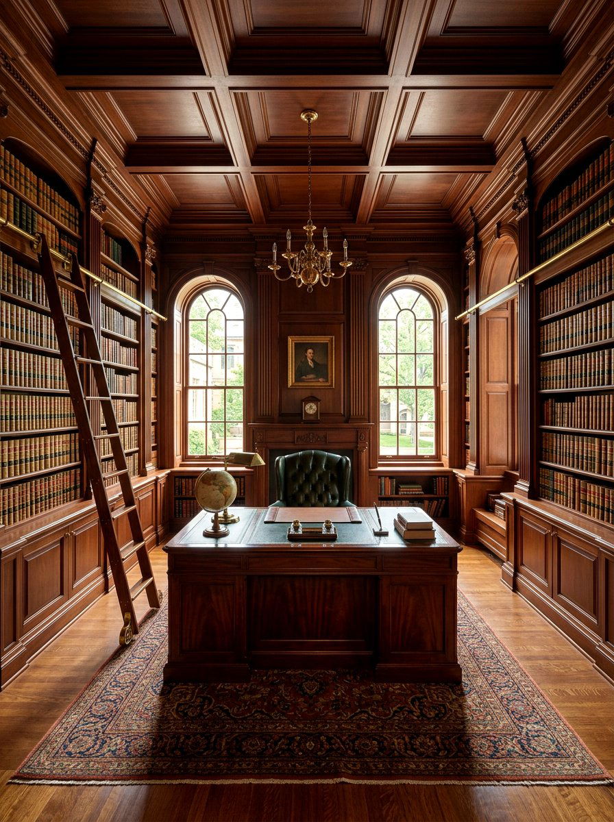 Traditional Library Office - 30 ladder library office ideas