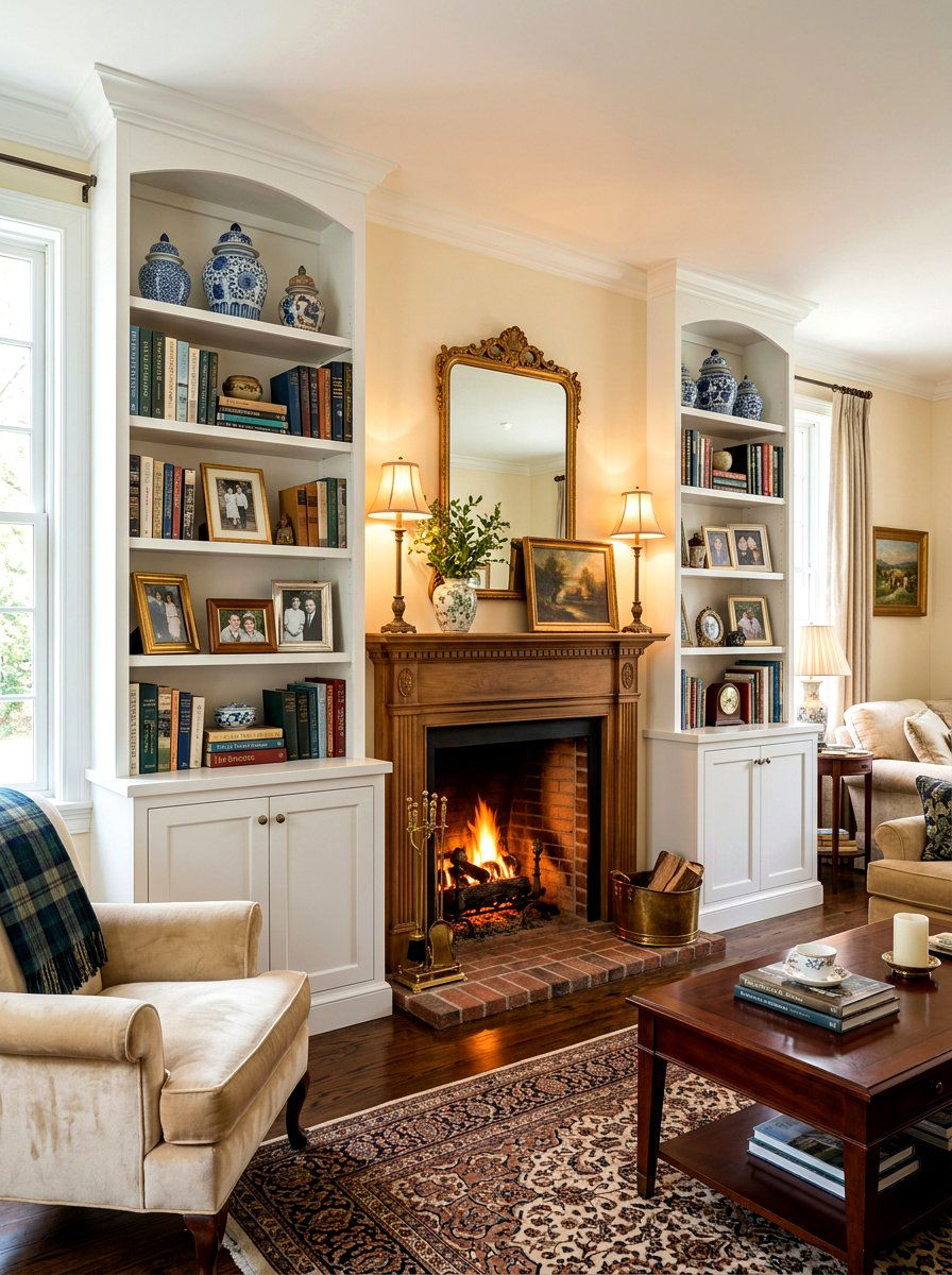 Traditional Living Room Alcove Shelves - 30 bookshelf styling ideas