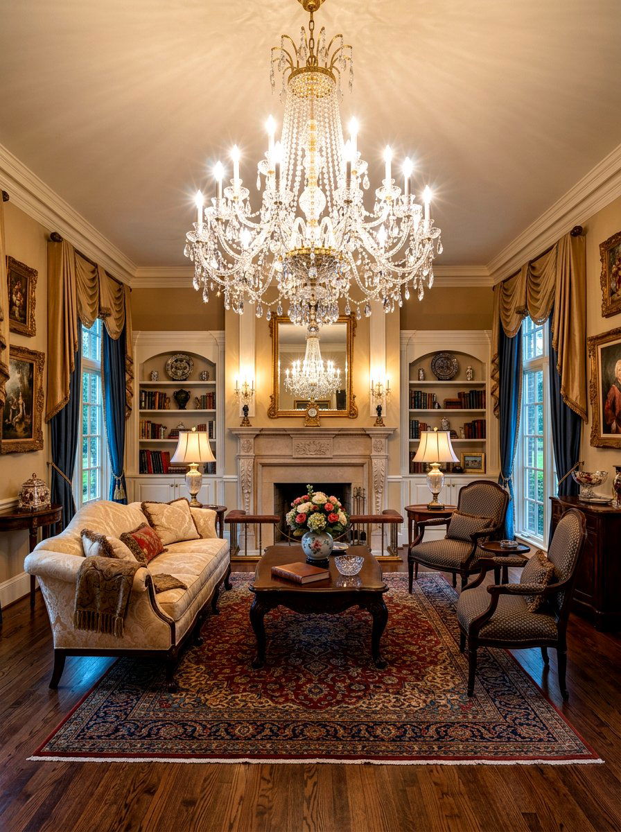 Traditional Living Room Crystal Chandelier - 30 collected traditional living room ideas