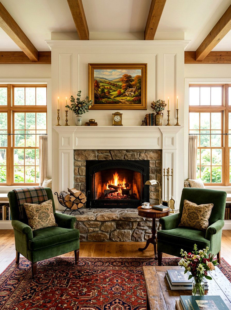 Traditional Living Room Fireplace Decor - 30 layered traditional living room ideas