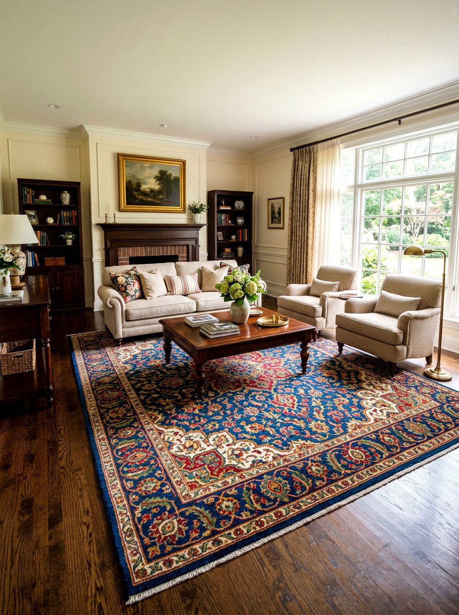 Traditional Living Room Statement Rug - 30 layered traditional living room ideas