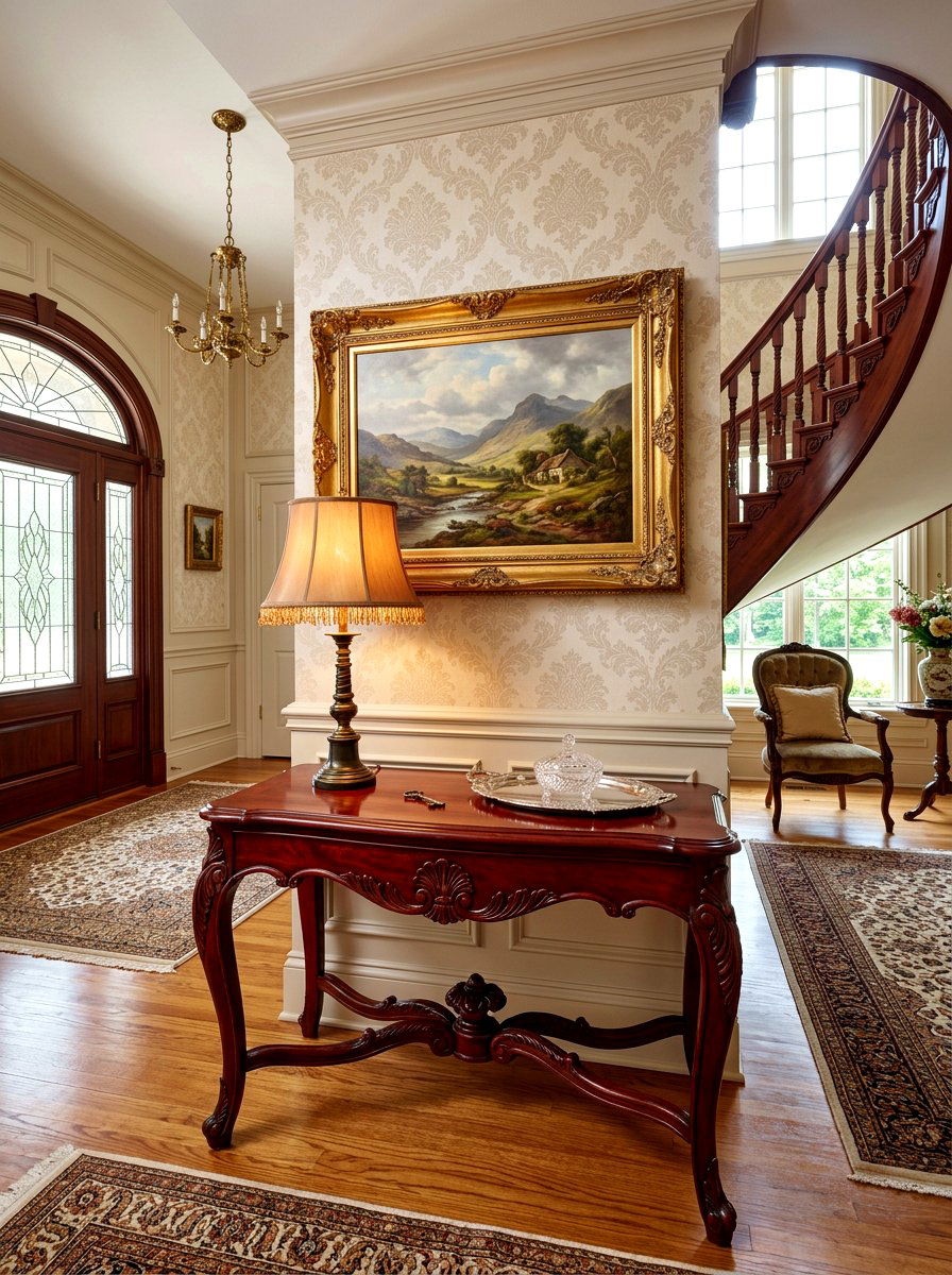 Traditional Mahogany Entry Table - 30 console table entry ideas