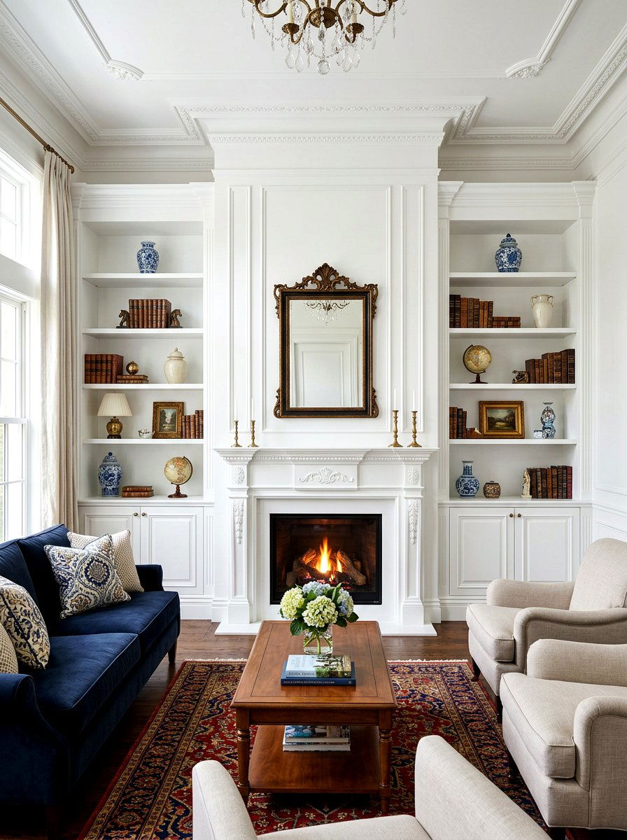 Traditional Media Wall With Molding - 30 built in media wall ideas
