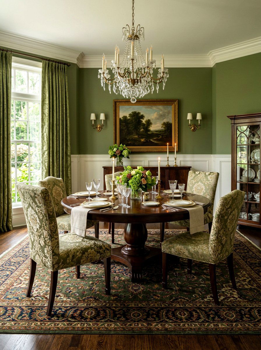 Traditional Moss Green Dining Room - 30 moss green dining room ideas
