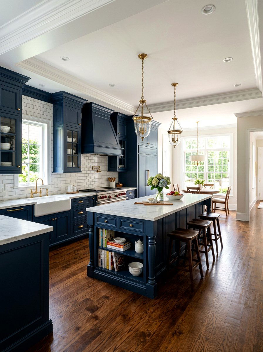 Traditional Navy Blue Kitchen Cabinets - 30 navy kitchen cabinet ideas