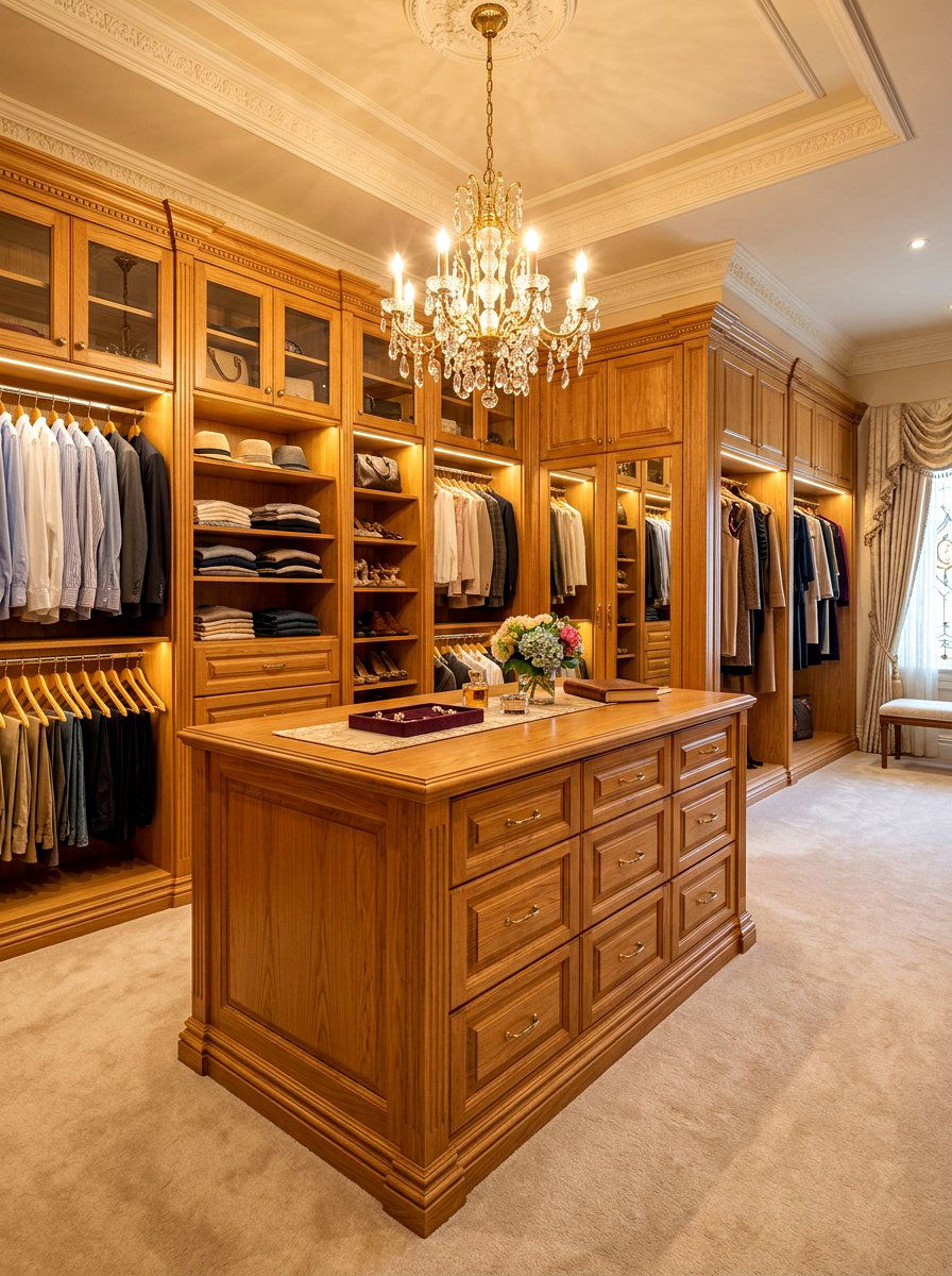 Traditional Oak Closet Island - 30 closet island ideas