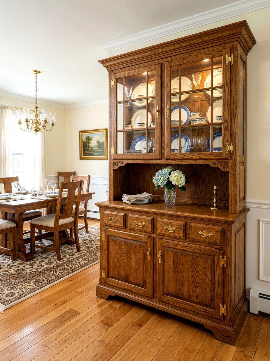 Traditional Oak Kitchen Hutch - 30 hutch kitchen storage ideas