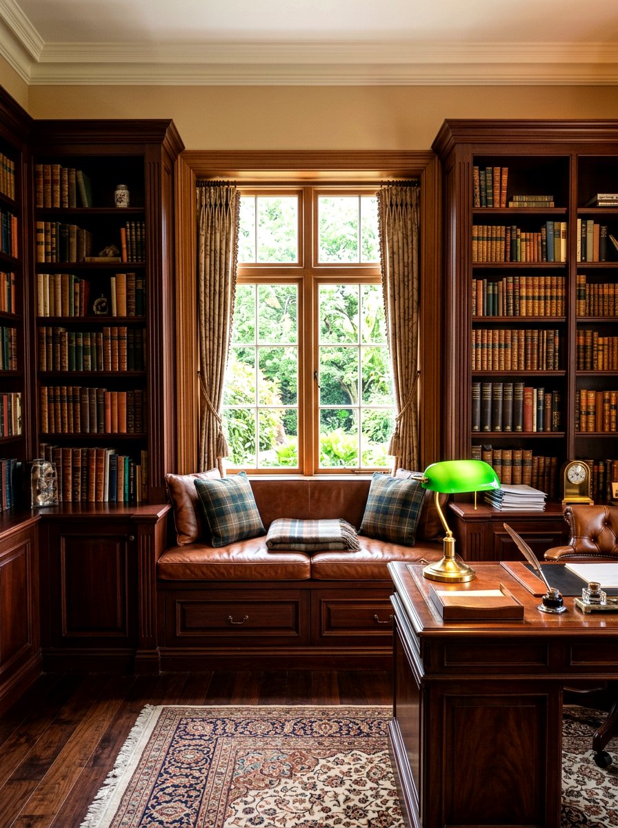 Traditional Office Window Bench Bookshelves - 30 office window seat ideas