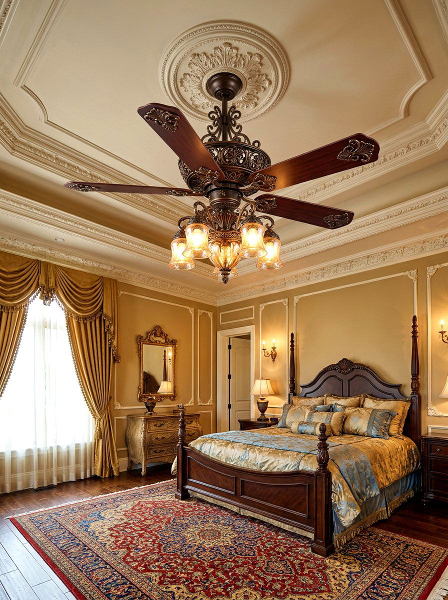 Traditional Ornate Ceiling Fan - 30 bedroom ceiling fan ideas
