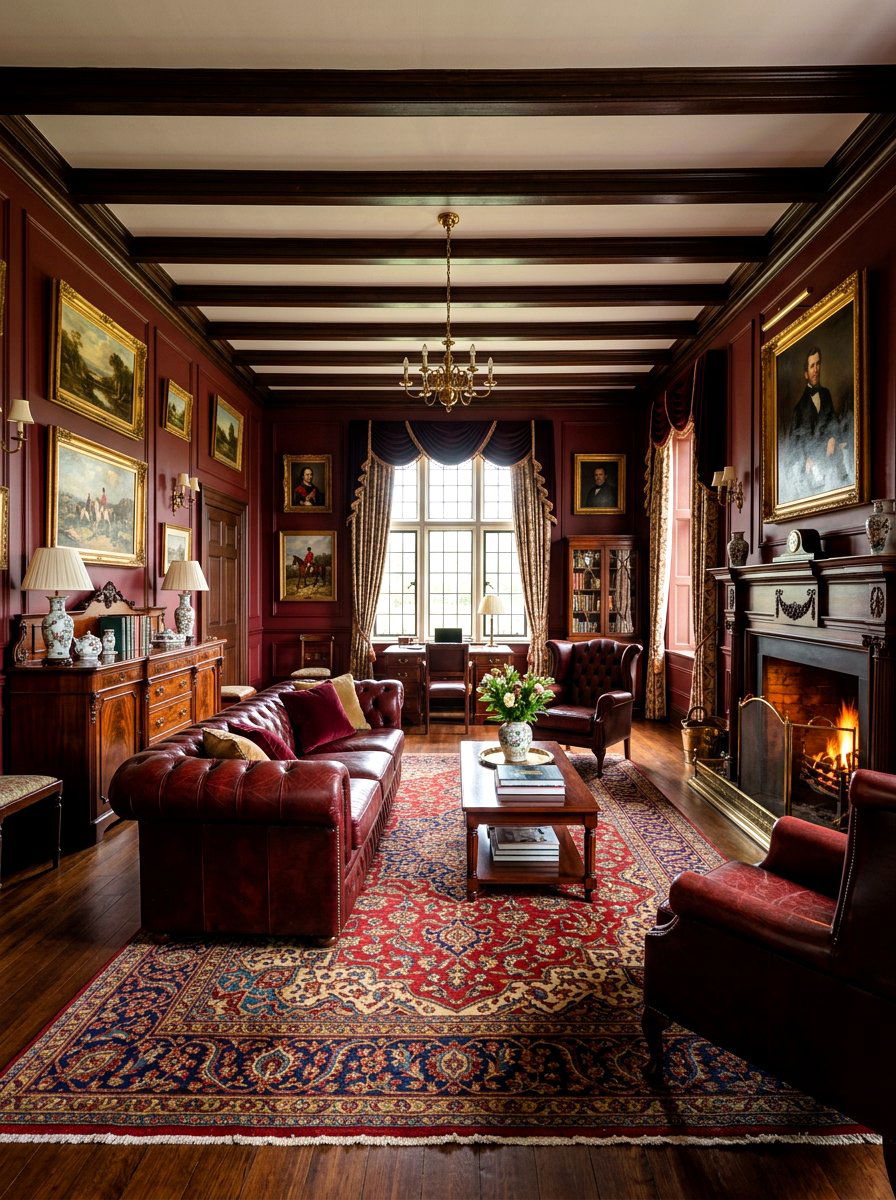 Traditional Oxblood Living Room - 30 oxblood living room ideas