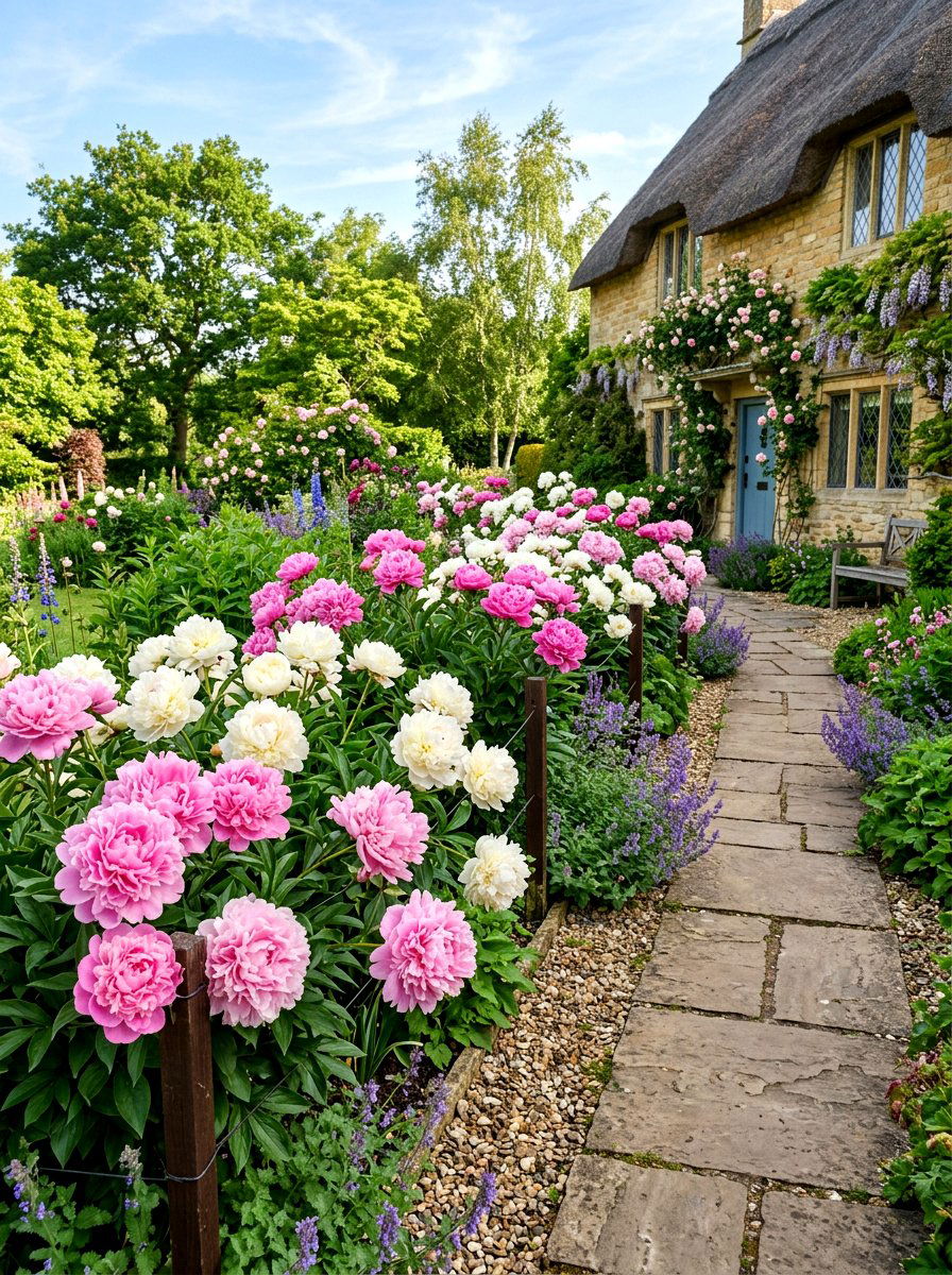 Traditional Peony Border - 30 cottage front border ideas