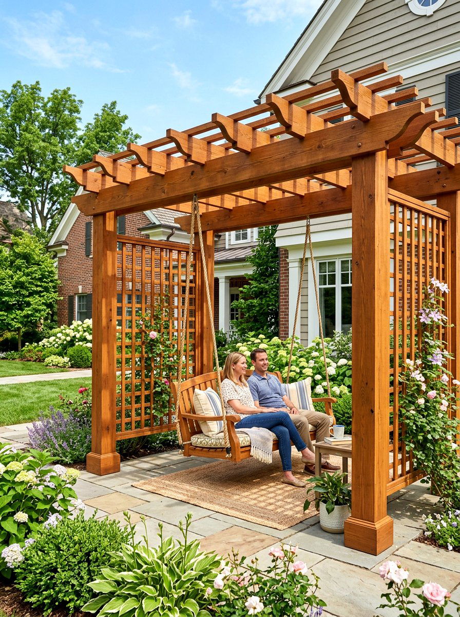 Traditional Pergola Swing - 30 pergola with swings ideas
