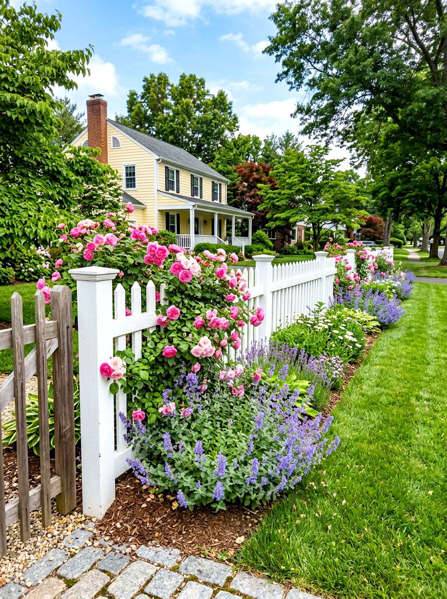 Traditional Picket Fence Border - 30 front yard border ideas