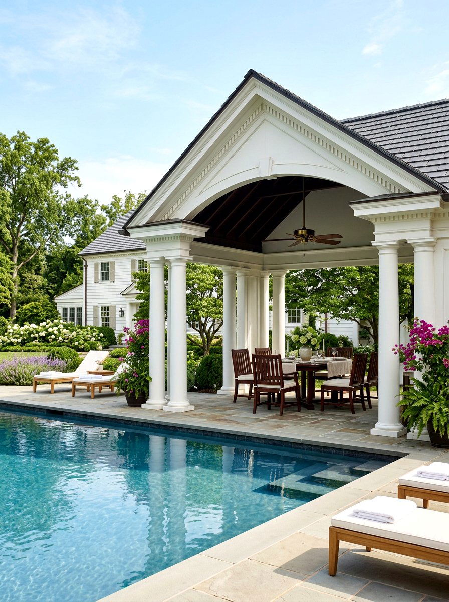 Traditional Pool Side Pavilion - 30 pool cabana ideas