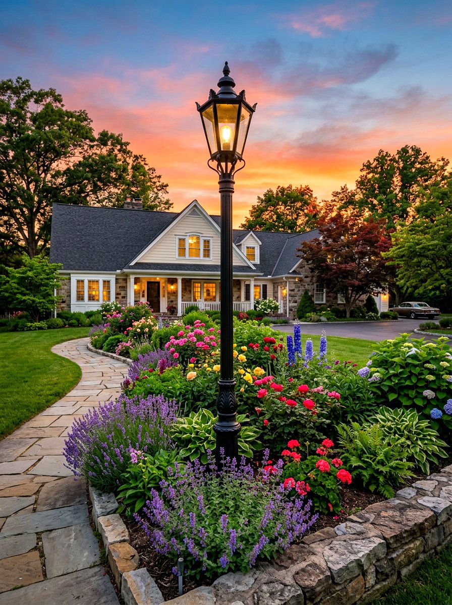 Traditional Post Light - 30 outdoor entry lighting ideas