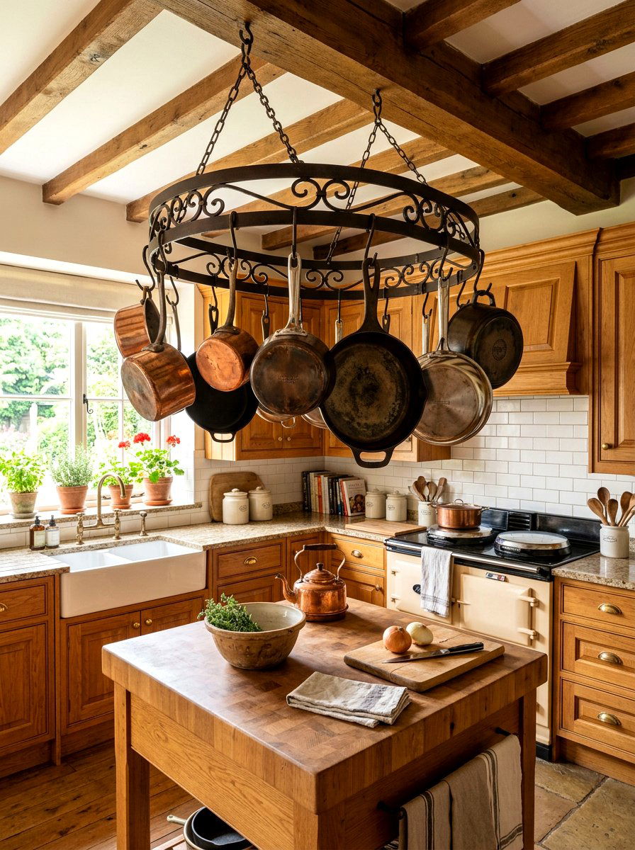 30 Ceiling Pot Rack Ideas for Smarter Storage in Your Kitchen
