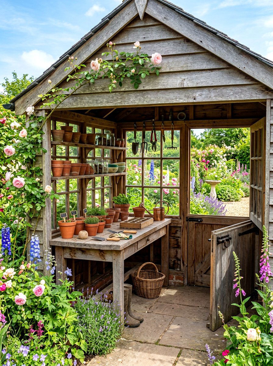 Traditional Potting Shed - 30 backyard retreat shed ideas