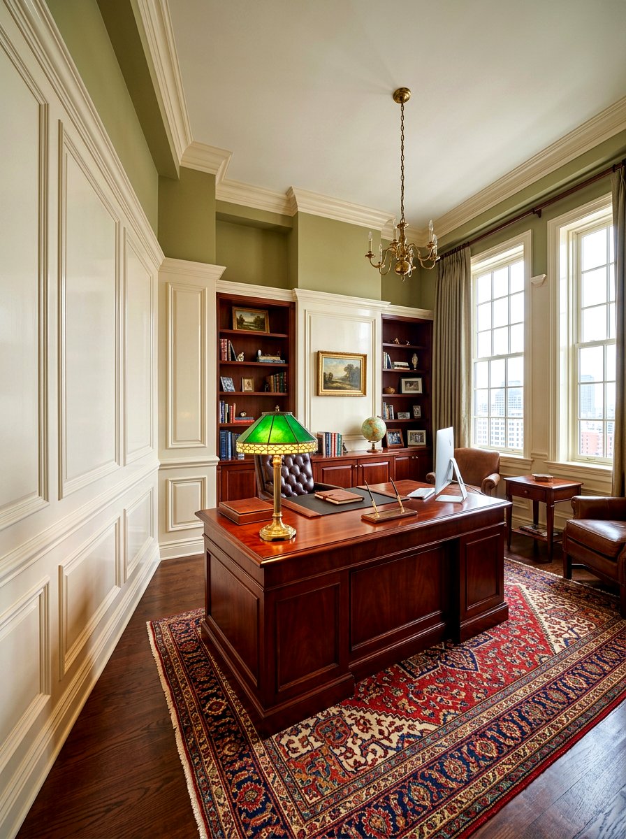 Traditional Raised Panel Wainscoting - 30 office wall molding ideas
