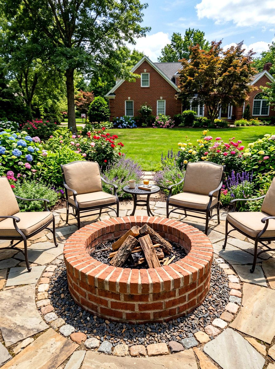 Traditional Red Brick Fire Pit - 30 brick fire pit ideas